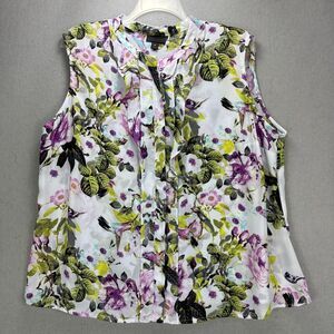 Worthington Top Women's 3X Plus White Floral Sleeveless Dressy Lightweight Flowy